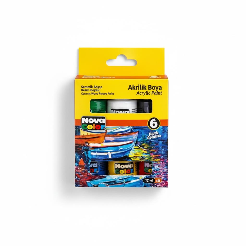 Nova Color 6 Renk Şişe Akrilik Boya 17 Ml