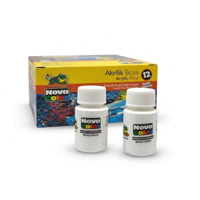 Nova Color Şişe Akrilik Boya Beyaz Renk 30 Ml 12'Li Paket Nova Color Şişe Akrilik Boya Beyaz Renk 30 Ml 12'Li Paket