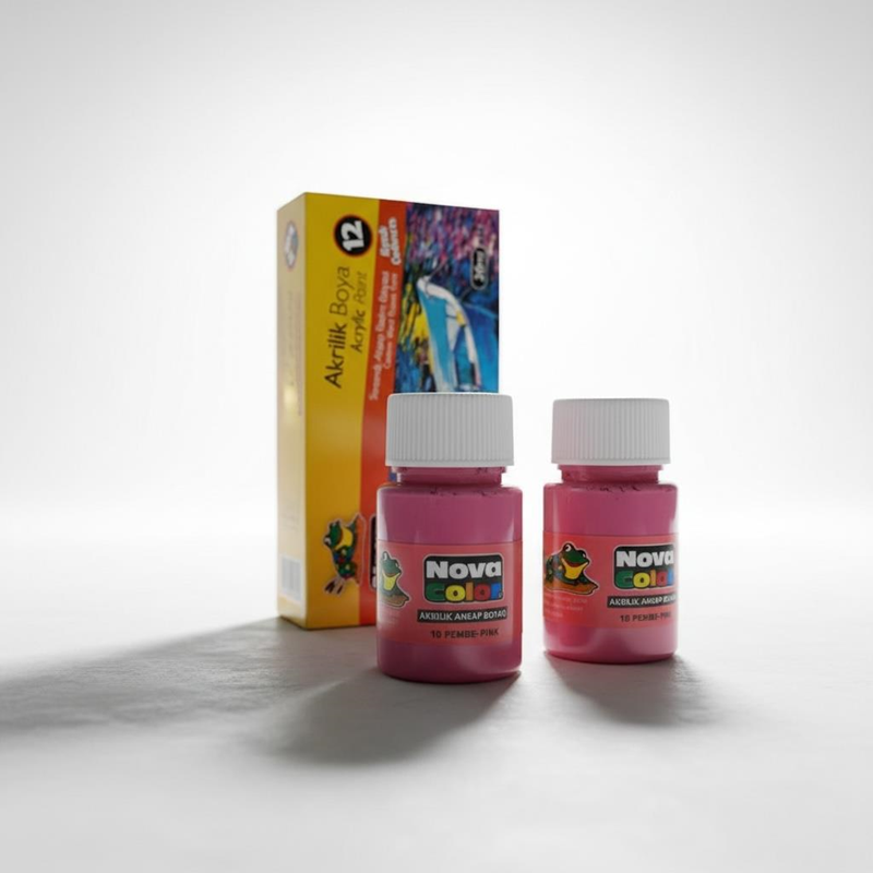 Nova Color Şişe Akrilik Boya Pembe Renk 30 Ml 12'Li Paket