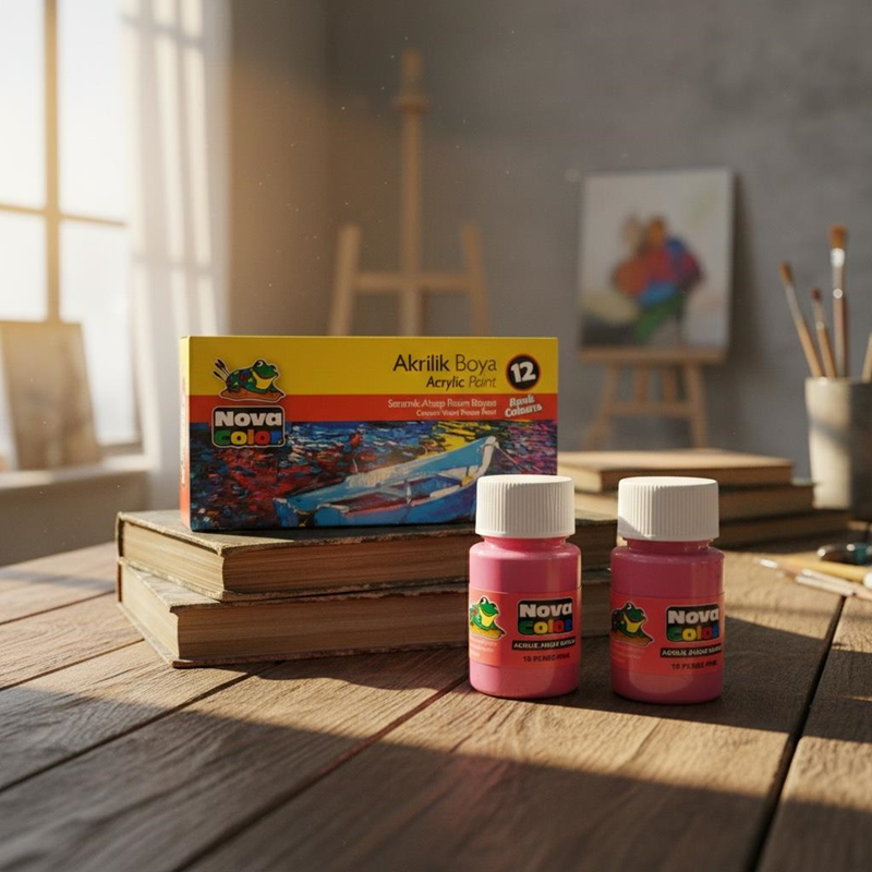 Nova Color Şişe Akrilik Boya Pembe Renk 30 Ml 12'Li Paket Nova Color Şişe Akrilik Boya Pembe Renk 30 Ml 12'Li Paket