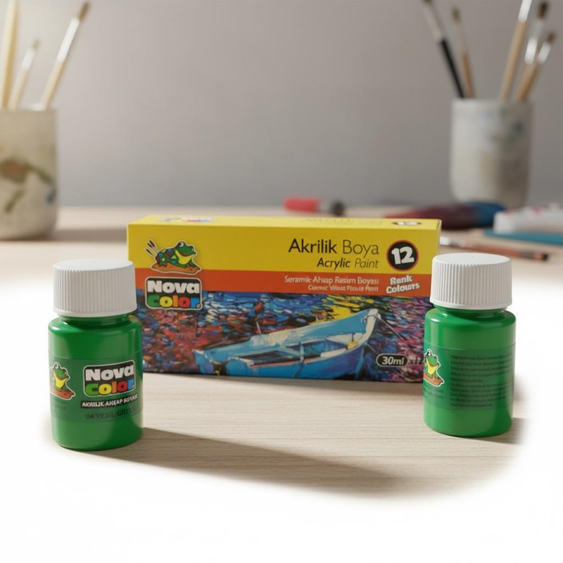 Nova Color Şişe Akrilik Boya Yeşil Renk 30 Ml 12'Li Paket Nova Color Şişe Akrilik Boya Yeşil Renk 30 Ml 12'Li Paket