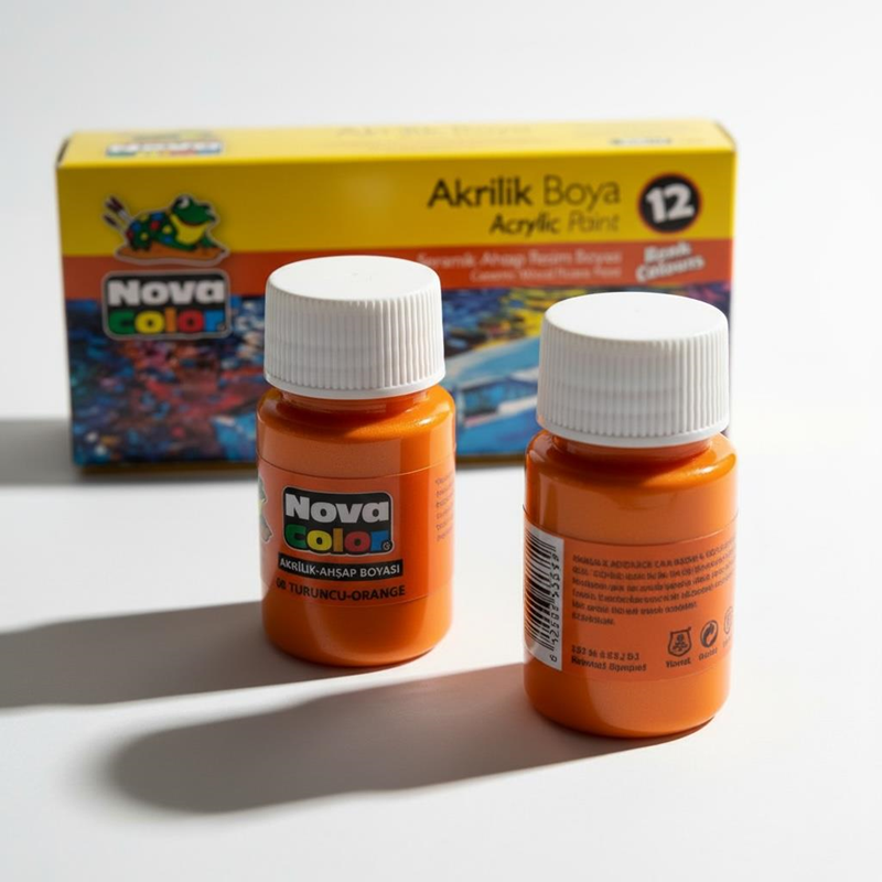 Nova Color Şişe Akrilik Boya Turuncu Renk 30 Ml 12'Li Paket