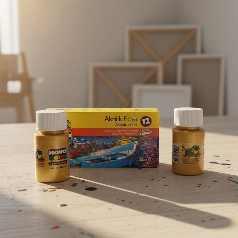 Nova Color Şişe Akrilik Boya Gold(Altın) Renk 30 Ml 12'Li Paket Nova Color Şişe Akrilik Boya Gold(Altın) Renk 30 Ml 12'Li Paket