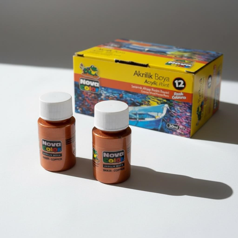 Nova Color Şişe Akrilik Boya Bakır Renk 30 Ml 12'Li Paket