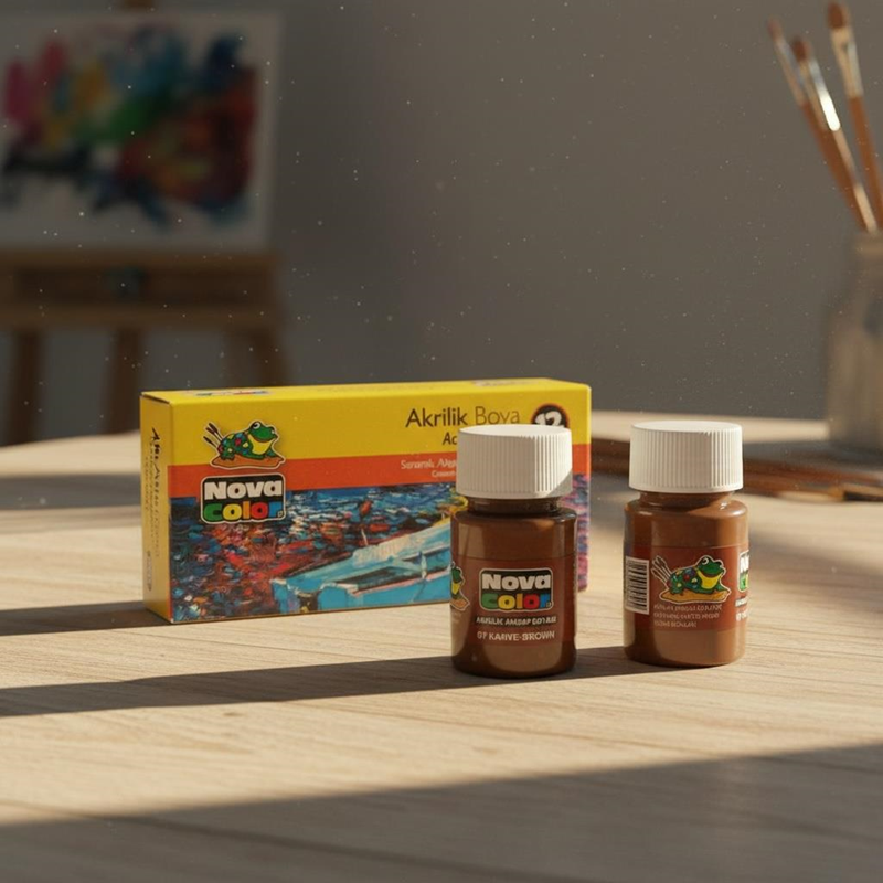 Nova Color Şişe Akrilik Boya Kahve Renk 30 Ml 12'Li Paket