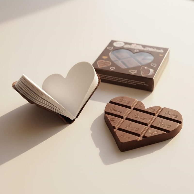 Kalpli Çikolatalı Kokulu Not Defteri 9*9 Cm