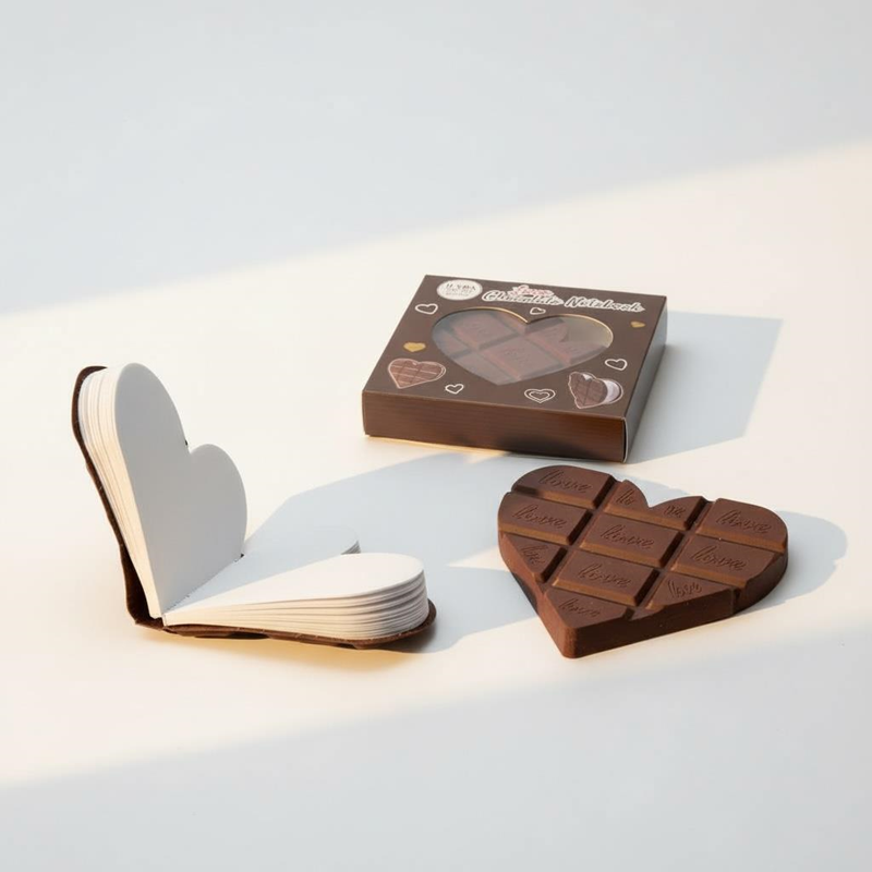 Kalpli Çikolatalı Kokulu Not Defteri 9*9 Cm