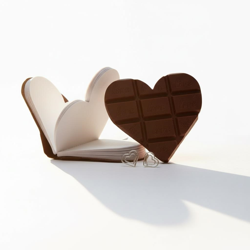 Kalpli Çikolatalı Kokulu Not Defteri 9*9 Cm