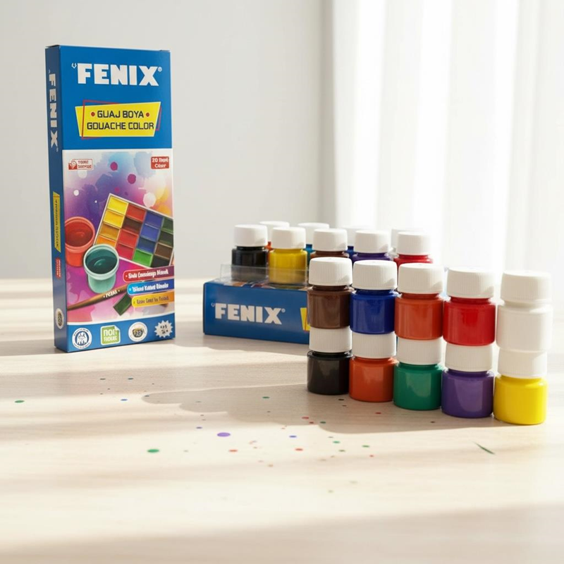 Fenix 10 Renk Şişe Guaj Boya 15 Ml