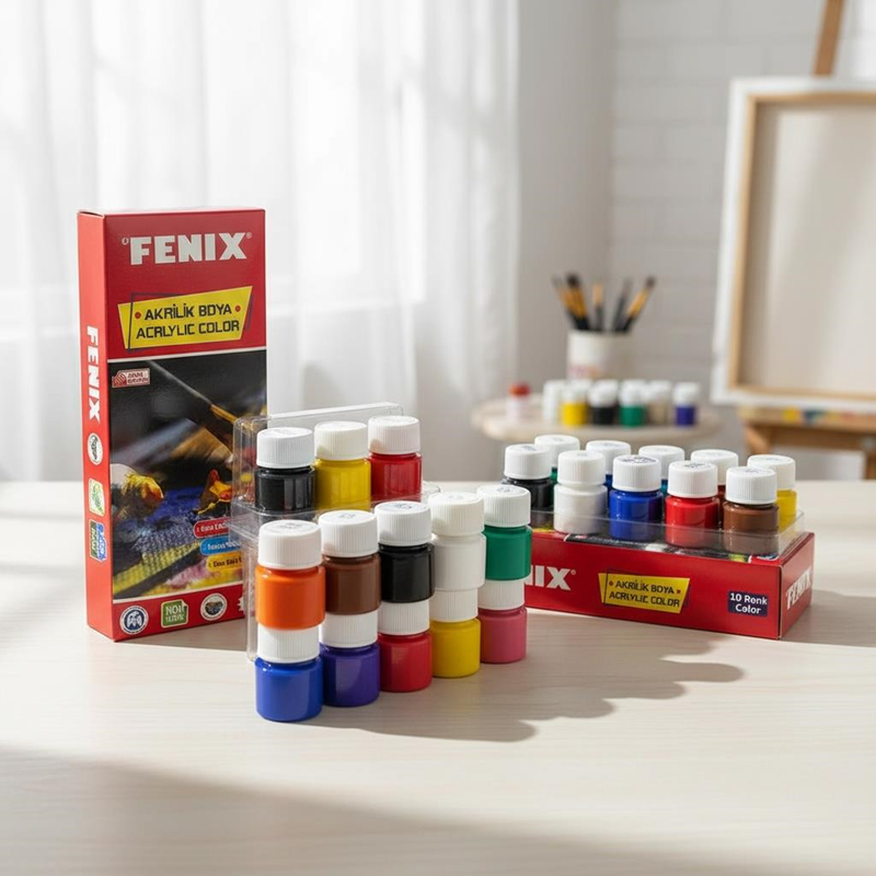 Fenix 10 Renk Şişe Akrilik Boya 15 Ml