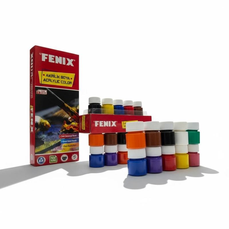 FENİX 10 RENK KARIŞIK 15 ML ŞİŞE AKRİLİK BOYA