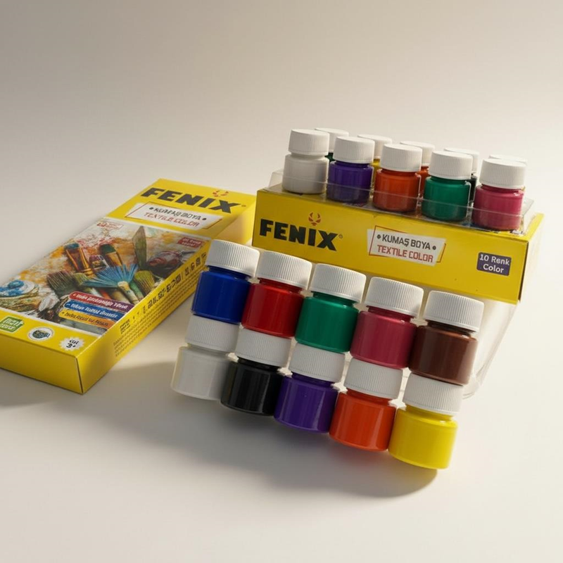 FENİX 10 RENK KARIŞIK 15 ML ŞİŞE KUMAŞ BOYASI