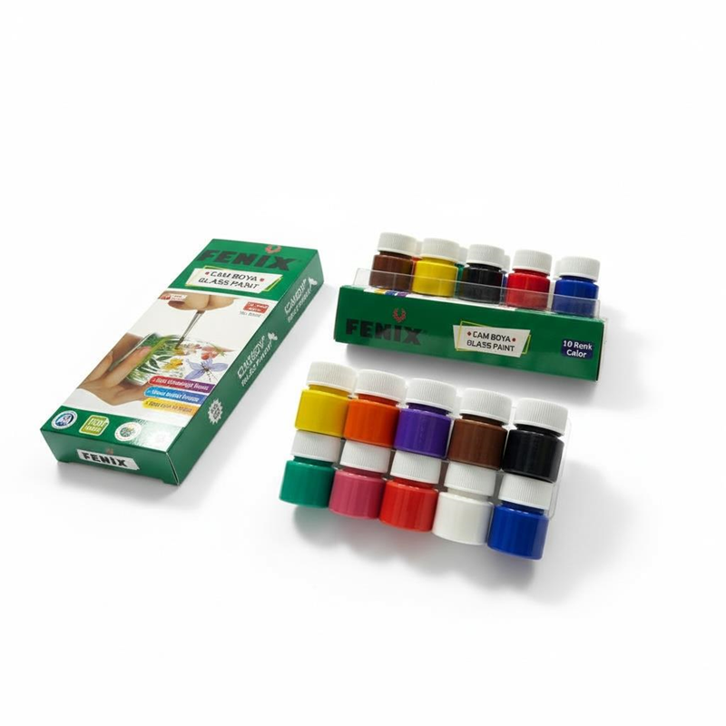 FENİX 10 RENK KARIŞIK 15 ML ŞİŞE CAM BOYASI