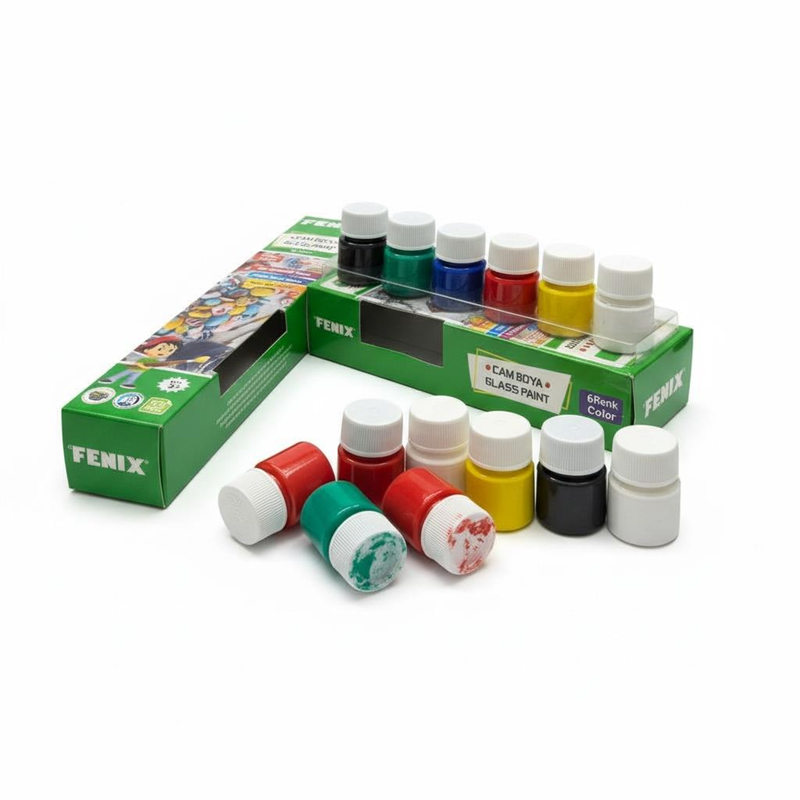 FENİX 6 RENK KARIŞIK 15 ML ŞİŞE CAM BOYA