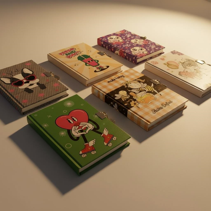 14*20 Cm Kız Modelleri Kilitli Hatıra Defteri 80 Yaprak 16Lı Paket