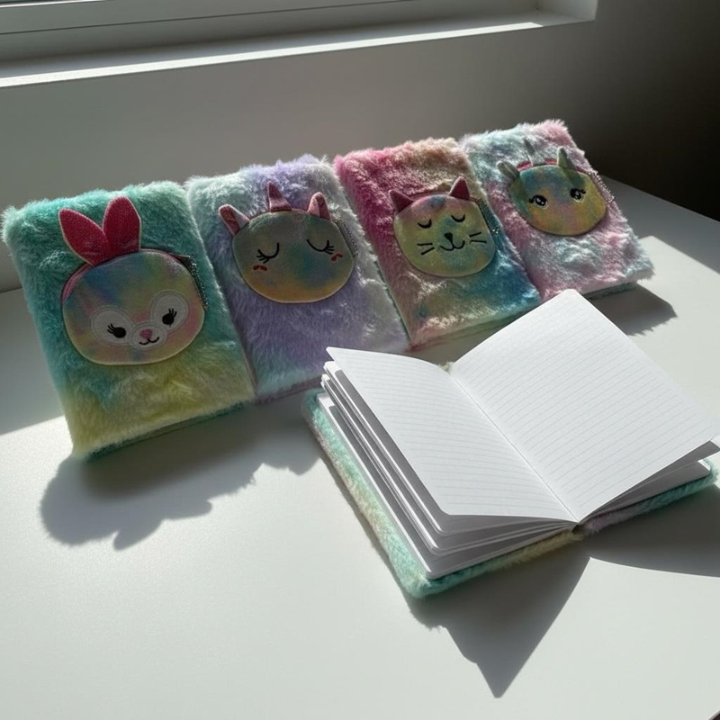 No.Pls2 A-5 Peluşlu Fermuarlı Hatıra Defteri 80 Yaprak