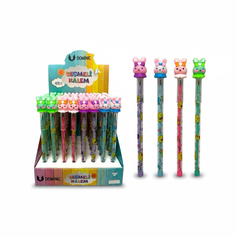 No.231119-2 Sevimli Tavşan Modeli Geçmeli Yumurtlayan Kalem 48'Li Paket