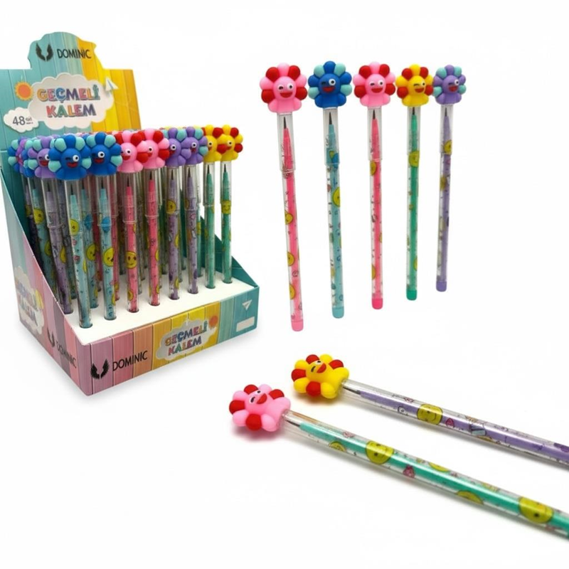 No.231119-8 Ay Çiçek Modeli Geçmeli Yumurtlayan Kalem 48'Li Paket