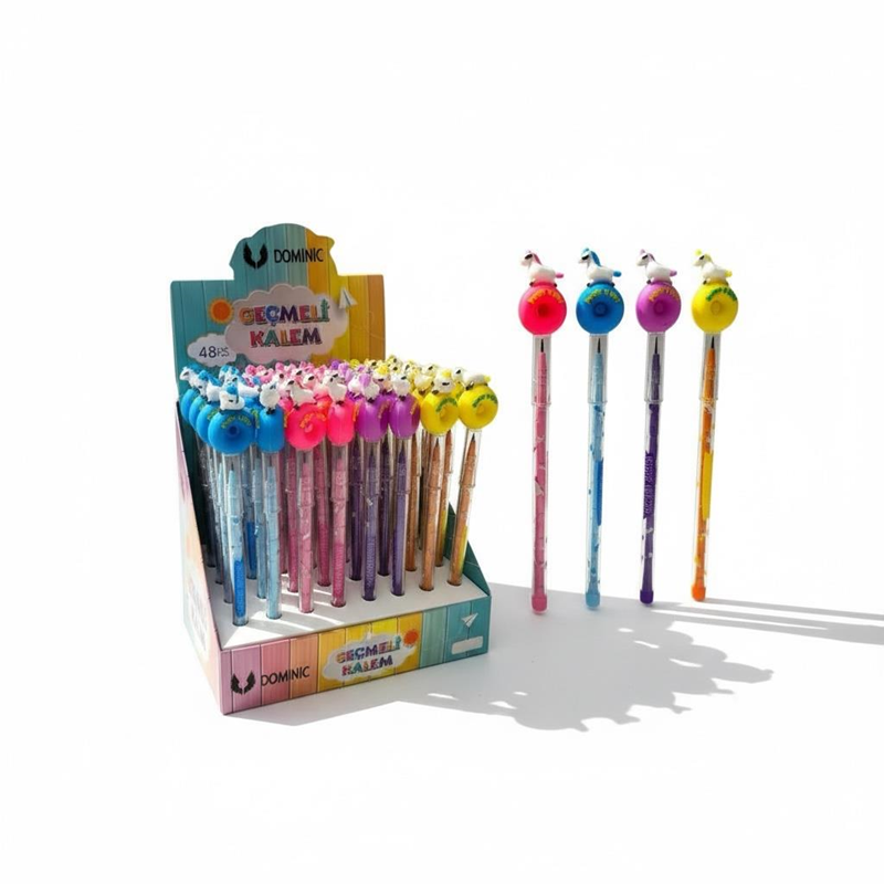 No.231119-5 Donut Unicorn Modeli Geçmeli Yumurtlayan Kalem 48Li Paket