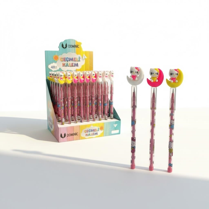No.231119-6 Hello Kitty Modeli Geçmeli Yumurtlayan Kalem 48'Li Paket