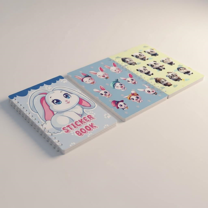 12*16 Cm Hayvan Figürleri Spralli Sticker Defteri 8 Yaprak 12'Li Paket