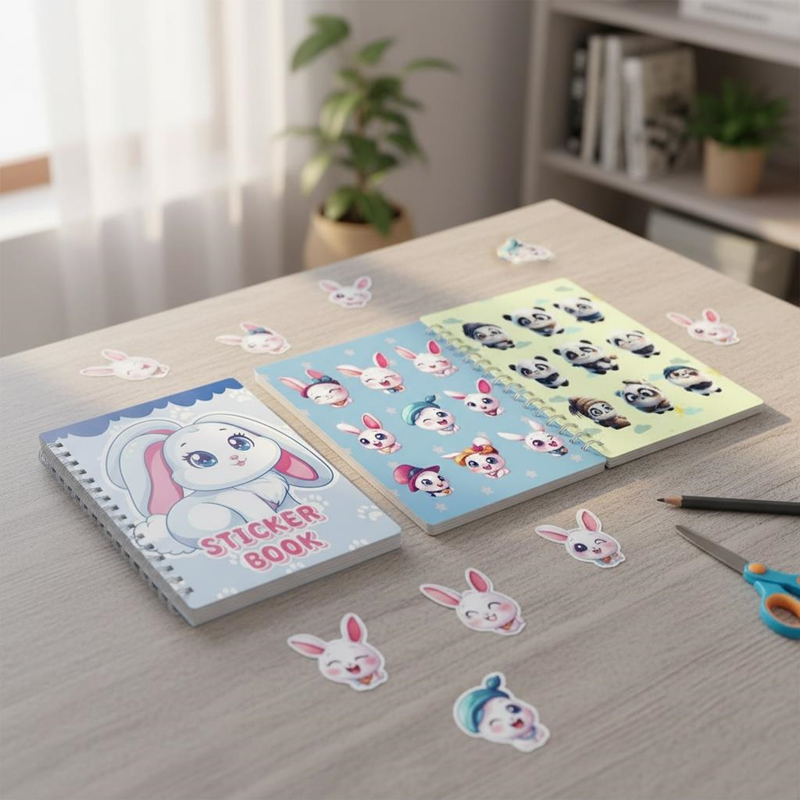 12*16 TELLİ STİCKER DEFTERİ HAYVANLAR 8 YAPRAK 12Lİ PAKET