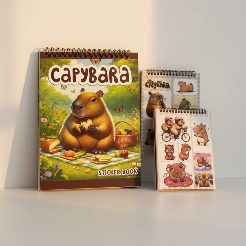 12*16 Cm Capy Bara Spralli Sticker Defteri 8 Yaprak 12'Li Paket