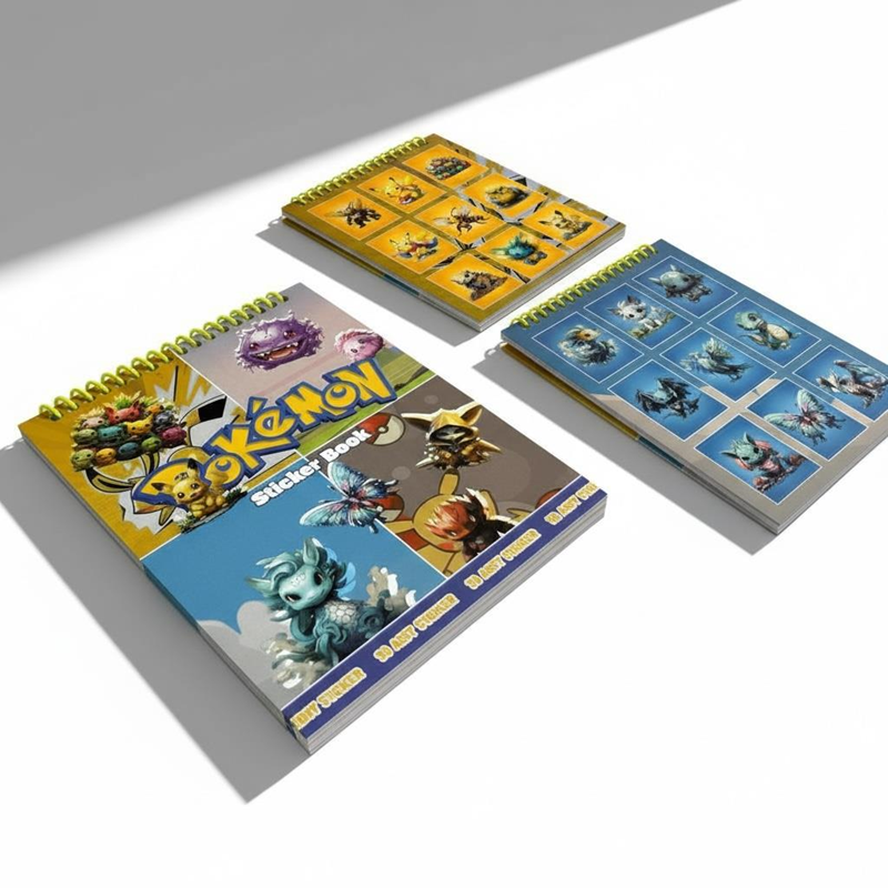 12*16 TELLİ STİCKER DEFTERİ POKEMON 8 YAPRAK 12Lİ PAKET