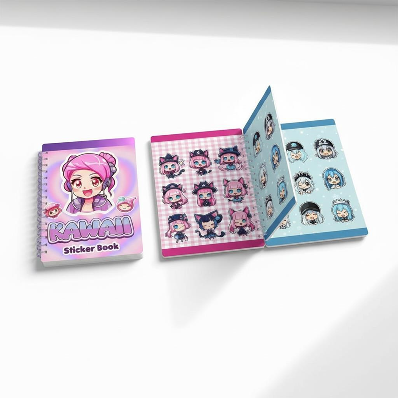 12*16 Cm Kawaii Spralli Sticker Defteri 8 Yaprak 12'Li Paket