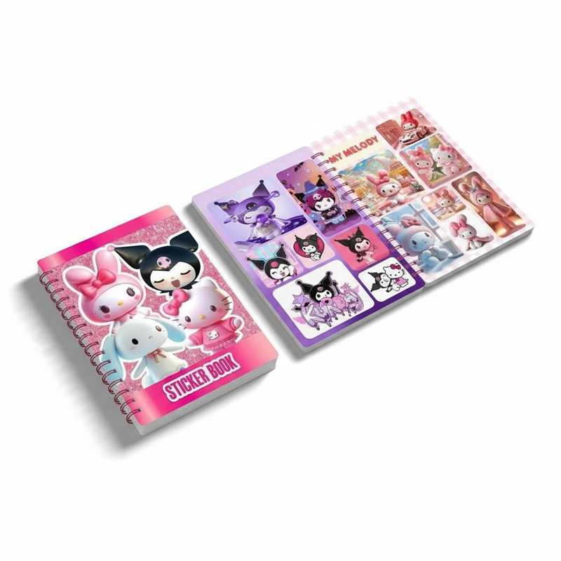 12*16 Cm Kuromi Spralli Sticker Defteri 8 Yaprak 12'Li Paket