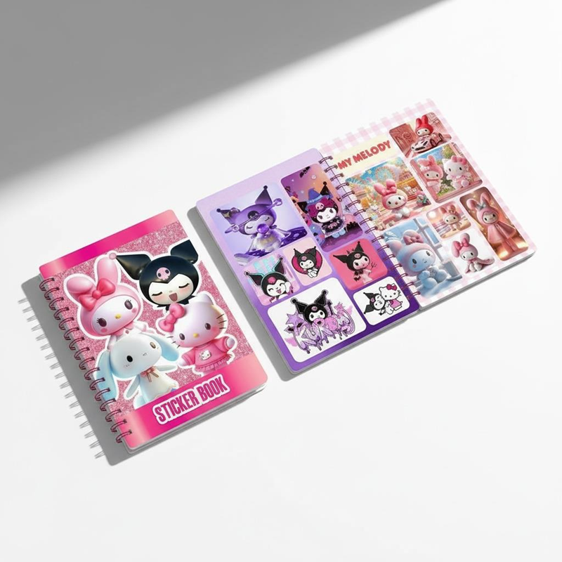 12*16 Cm Kuromi Spralli Sticker Defteri 8 Yaprak 12'Li Paket