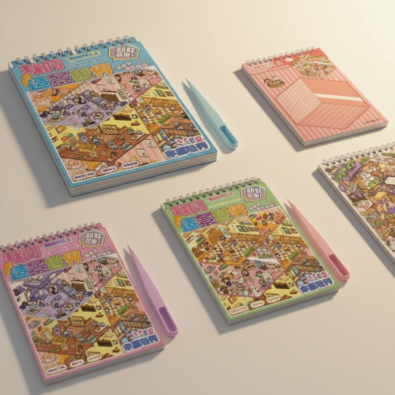 Labubu Ev Dizmeli Jel Şeffaf Sticker Defteri 12 Yaprak 24'Lü Paket