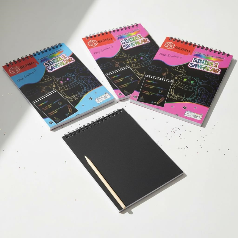 A-5 Spralli Kazıma Gökkuşağı Sihirli Defter 8 Sayfa 10 Yaprak