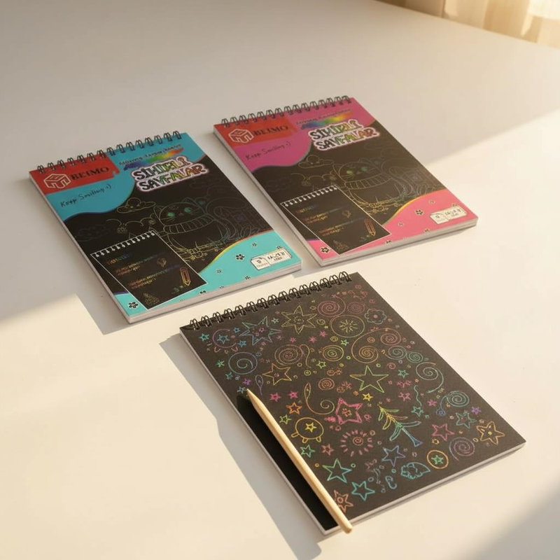 A-5 Spralli Kazıma Gökkuşağı Sihirli Defter 8 Sayfa 10 Yaprak