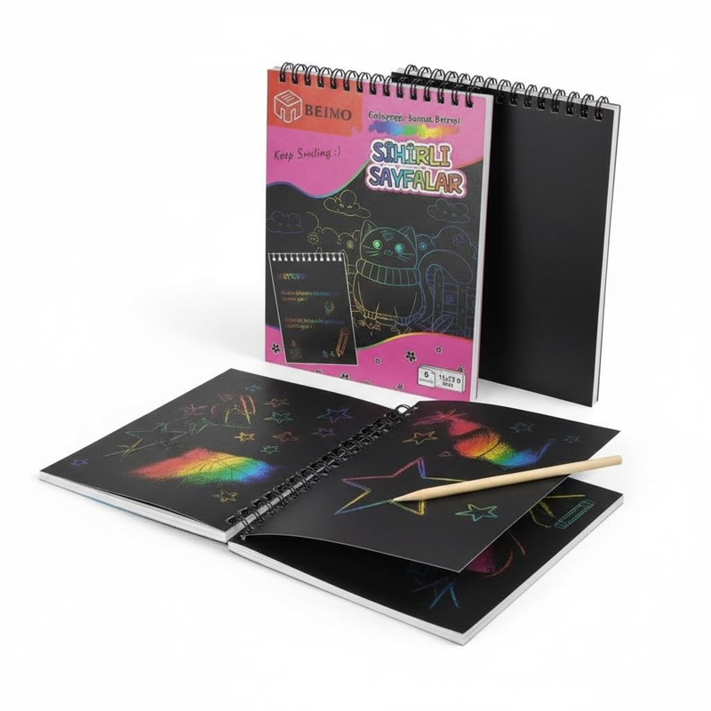 A-5 Spralli Kazıma Gökkuşağı Sihirli Defter 8 Sayfa 10 Yaprak