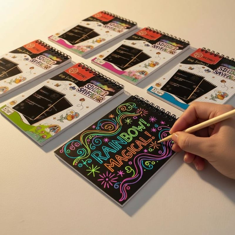 A-6 Spralli Kazıma Gökkuşağı Sihirli Defter 8 Sayfa 10 Yaprak