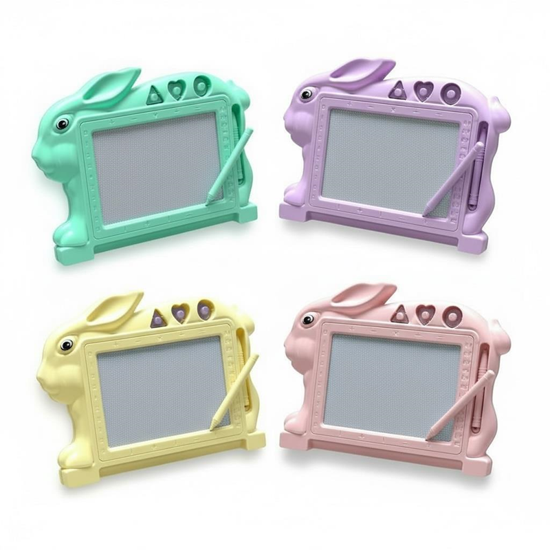 20*30 Cm Pastel Renkler Tavşan Figürü Çekmeli Manyetik Yazı Tahtası