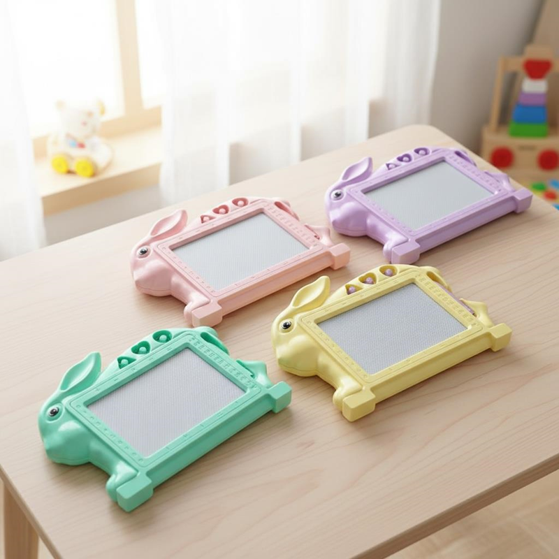 20*30 Cm Pastel Renkler Tavşan Figürü Çekmeli Manyetik Yazı Tahtası