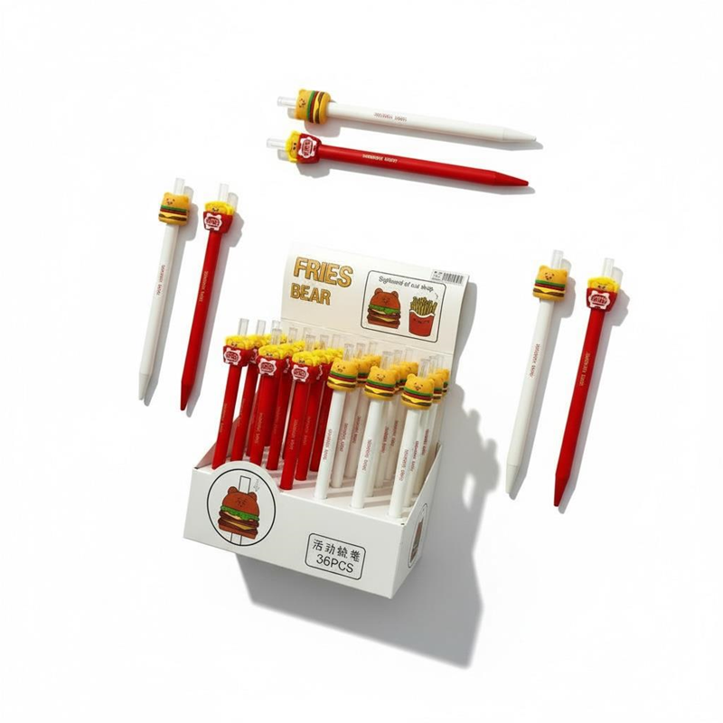 No.5626 Fast Food Figürlü Versatil Kalem 0.7 Uçlu 36'Lı Paket