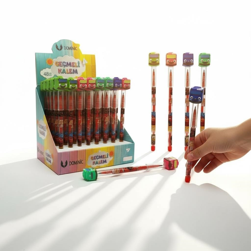 No.231119-4 Otobüs Modeli Geçmeli Yumurtlayan Kalem 48'Li Paket