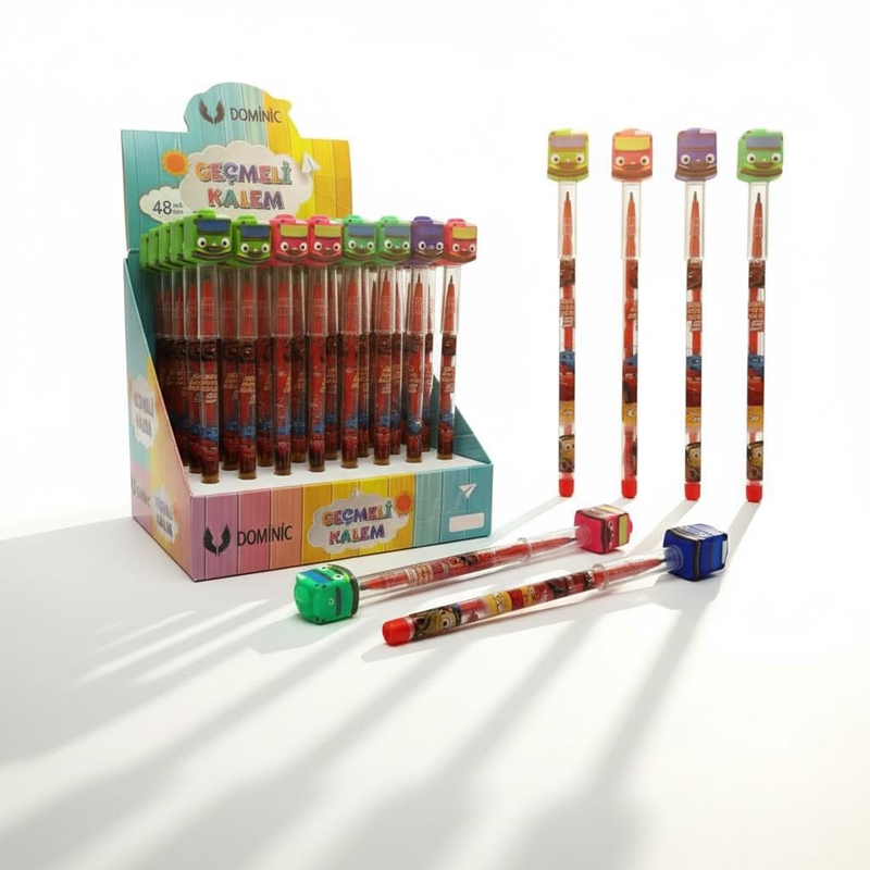 No.231119-4 Otobüs Modeli Geçmeli Yumurtlayan Kalem 48'Li Paket