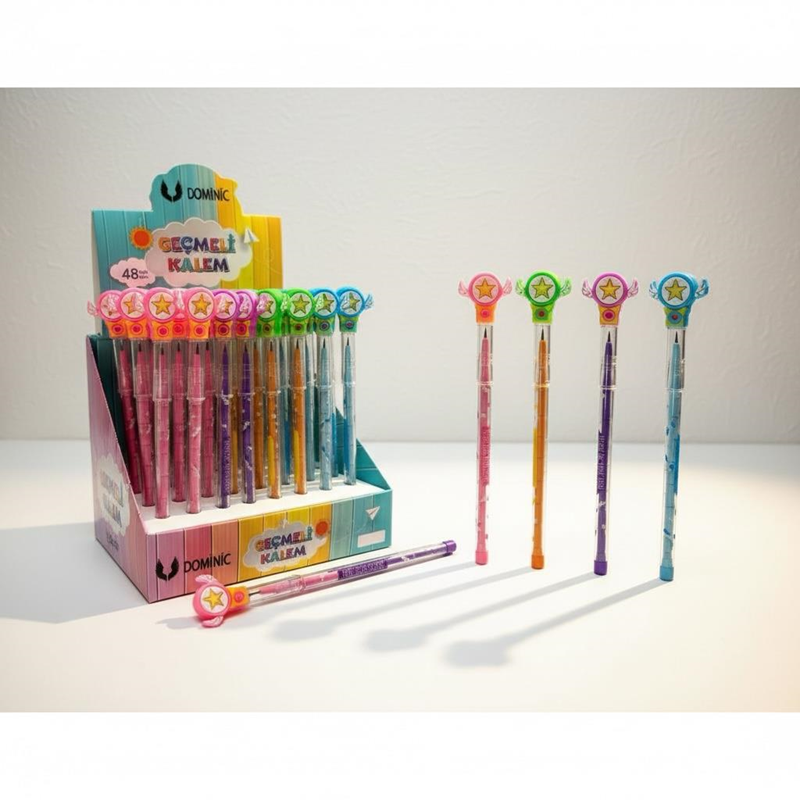 No.231119-9 Yıldız/Unicorn Modeli Geçmeli Yumurtlayan Kalem 48'Li Paket