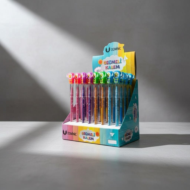 No.231119-9 Yıldız/Unicorn Modeli Geçmeli Yumurtlayan Kalem 48Li Paket