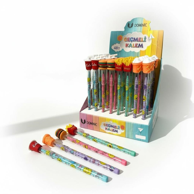 No.231119-7 Fast Food Modeli Geçmeli Yumurtlayan Kalem 48'Li Paket