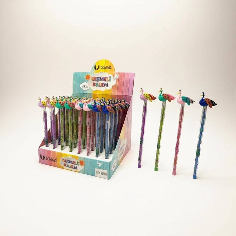 No.940 Tavus Kuşu Modeli Geçmeli Yumurtlayan Kalem 48'Li Paket