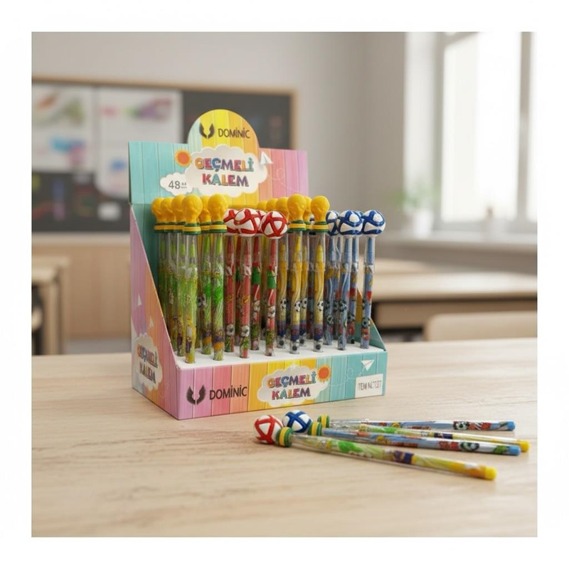 No.7027 Dünya Kupası / Renkli Top Modeli Geçmeli Yumurtlayan Kalem 48'Li Paket