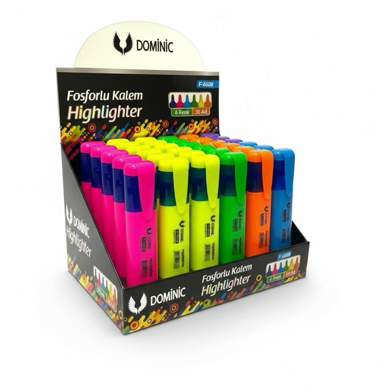 Neon Renk Klasik Fosforlu Kalem 36'Lı Stand Neon Renk Klasik Fosforlu Kalem 36'Lı Stand