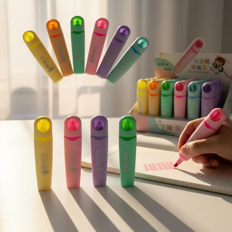 A-8154P Uzay Mekiği Figürü Pastel Renk Fosforlu Kalem 36'Lı Paket