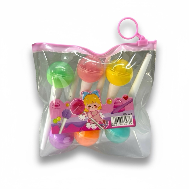 Md-238 Lolipop Figürü Fosforlu Kalem 6'Lı Set