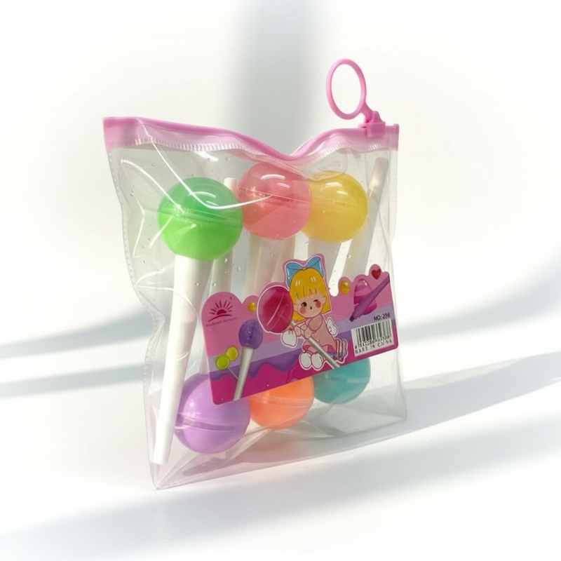 Md-238 Lolipop Figürü Fosforlu Kalem 6'Lı Set Md-238 Lolipop Figürü Fosforlu Kalem 6'Lı Set